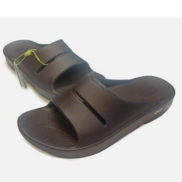 OOFOS Ooahh Recovery Slide Mens Size 11 Womens Sz 13 Pool Sandal Mocha Brown - Picture 1 of 8